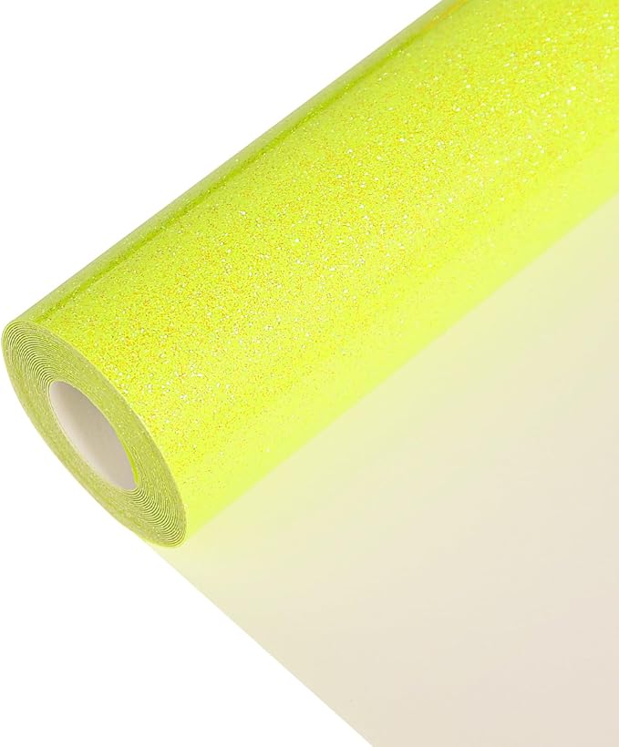 Neon Yellow Glitter Heat Transfer Vinyl 12" x 15 ft HTV by MerryMade