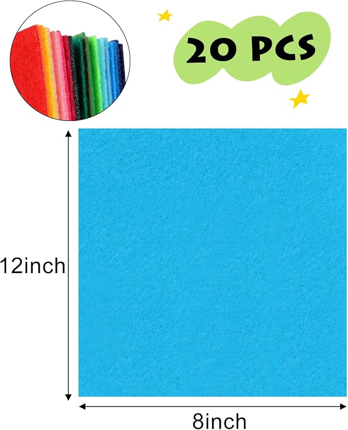Felt Sheets 12x12 20 Pack 1mm Nonwoven Assorted | Nonwoven acrylic felt - Image 2