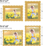 6x8 Picture Frame with Mat for 5x7, Wavy Edge Wooden Real Glass Photo Frame for - Image 3
