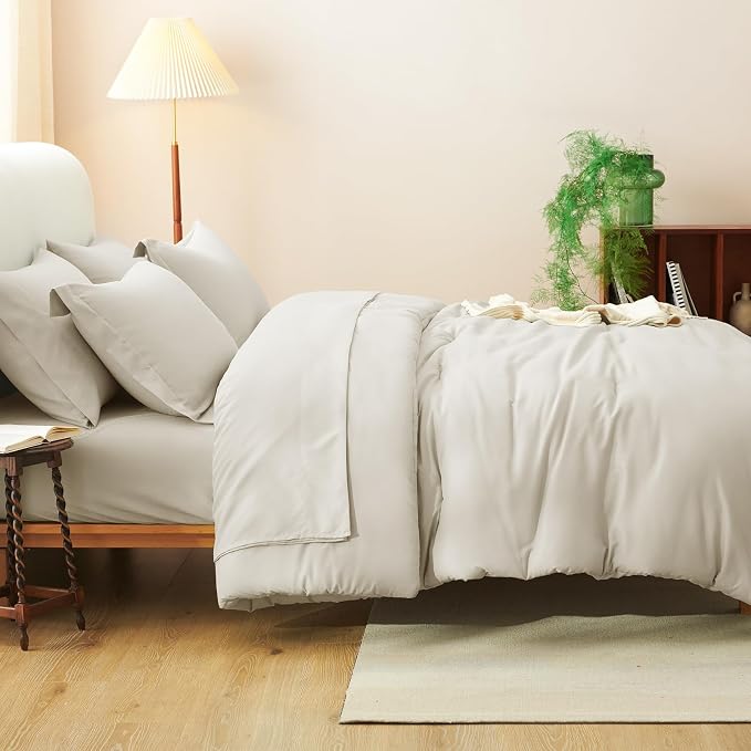 CozyLux King Comforter Set Beige, 7 Pieces Bed in a Bag Soft Bedding Comforter - Image 8