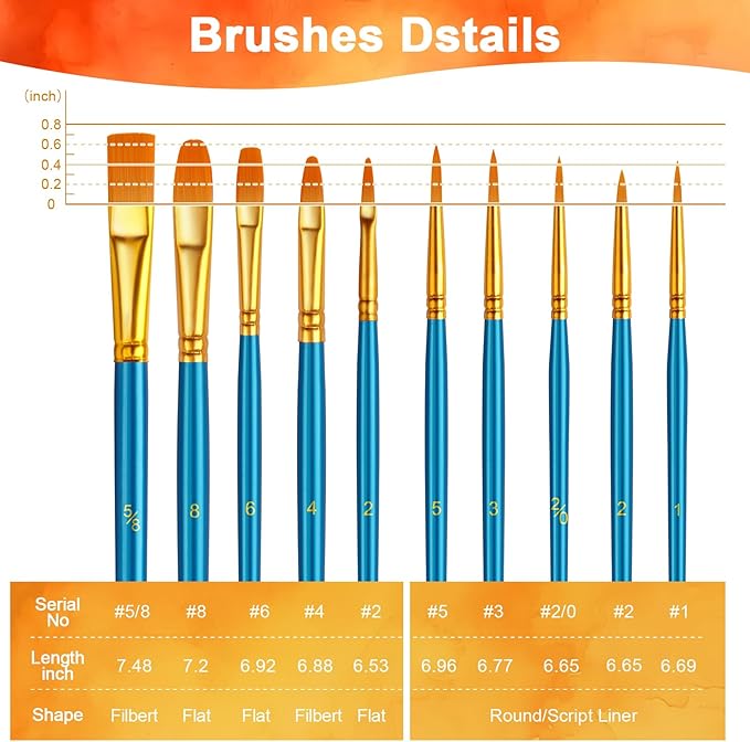 Paint Brushes Set, 16 Pack 160 Pcs Round-Pointed Tip Paintbrushes Nylon Hair - Image 5