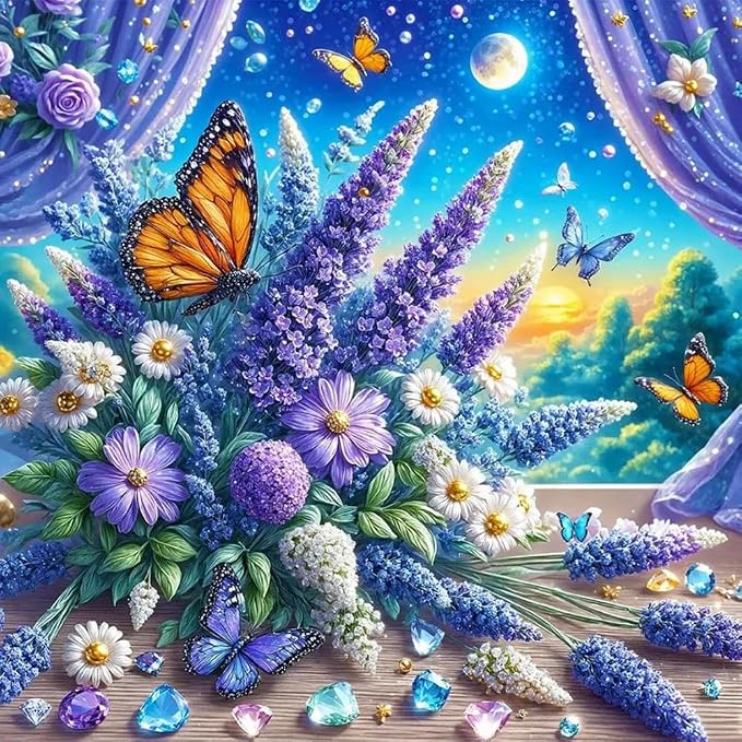 Stalente Diamond Painting Kits for Adults Lavender Flower, 5D DIY Diamond Art by Stalente