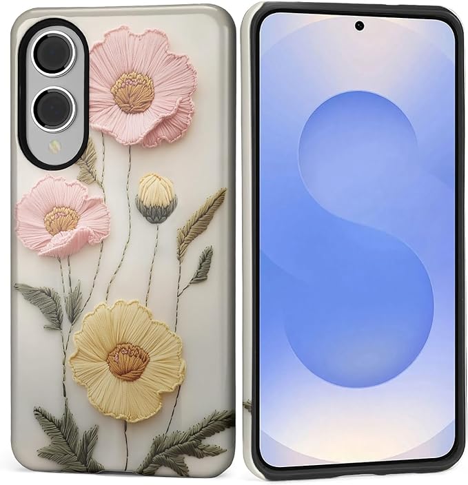 Case for Samsung Galaxy S25 Edge Case, Faux Embroidery Boho Floral Design by Kapadiy