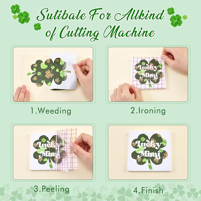 Tintnut St. Patrick's Permanent Vinyl 12 Pcs 12x10in Clover Pattern Vinyl | - Image 3
