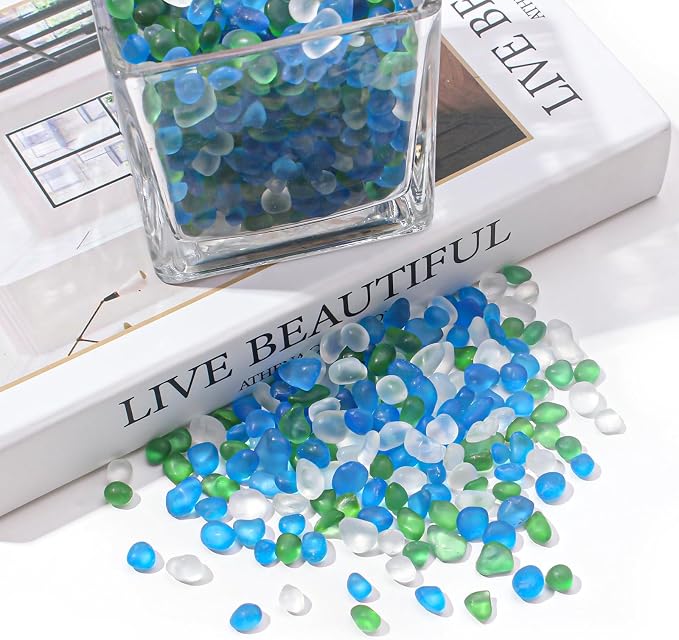 Keedolla 0.9 Lb Betta Fish Bowl Rocks Blue Green Mixed Gemstone Vase Fillers - Image 3