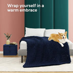 YnM Weighted Blanket, Handmade Chunky Knitted Design, Soft and Cozy, - Image 3
