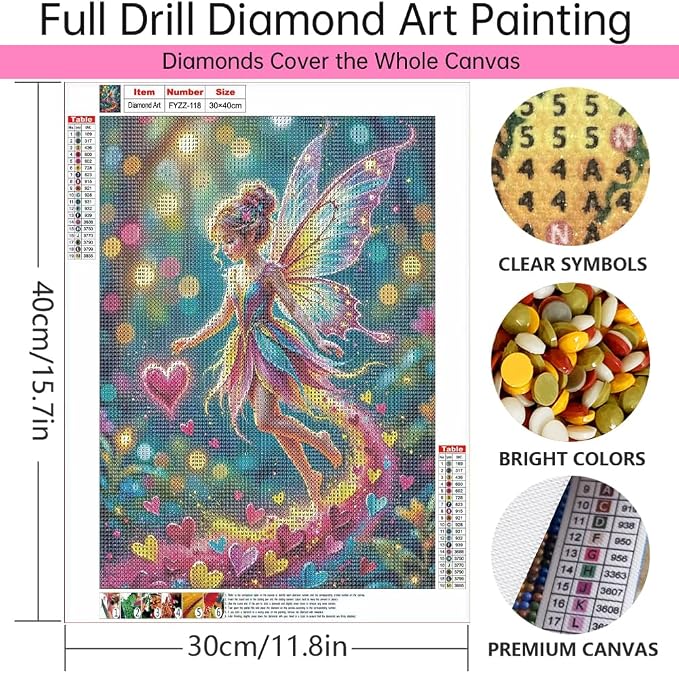 Colorful Wings Fairy with Hearts Diamond Painting Kits - Image 4