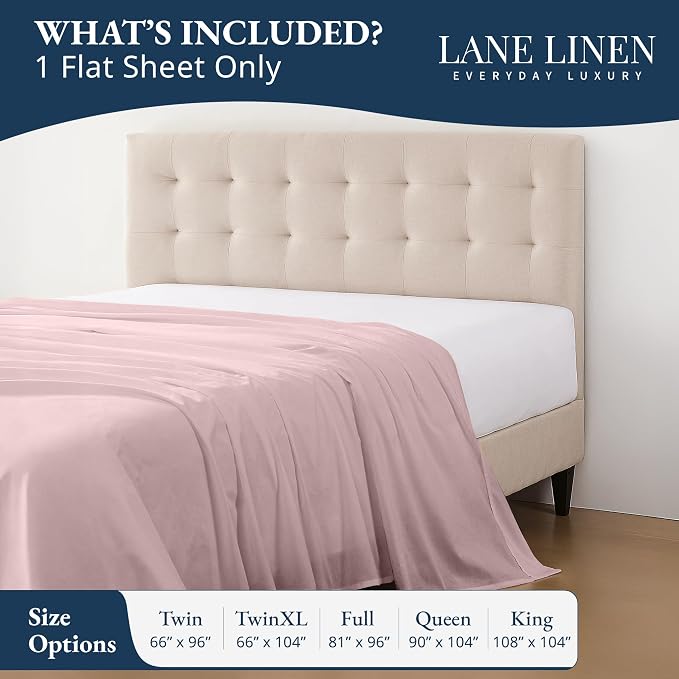 Lane Linen 100% Organic Cotton Full Size Flat Sheet Only - Image 2