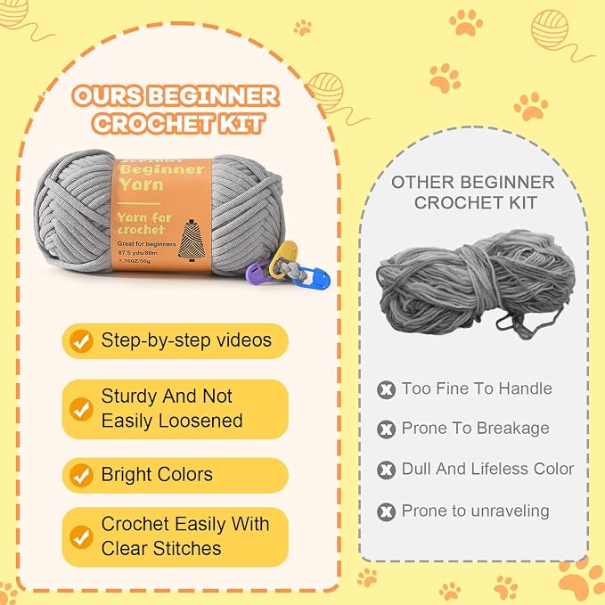 Zepiany Crochet Kit for Beginners, Crochet Cat Beginner Crochet Kit for Adults - Image 5