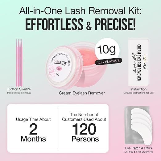 LASHVIEW Eyelash Extension Remover Cream Gentle Lily Formula, Lash Removal Kit - Image 3