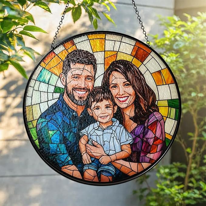 Personalized Family Stained Glass Sun Catcher, Customized Stained Glass Window - Image 3