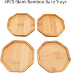 4PCS Mosaic Bamboo Coasters for Crafts, Blank Base Trays, Drinking Cup Coaster - Image 3