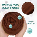 uxcell Needle Felting Wool, 8.5 Oz Nature Fibre Wool Yarn Roving - Image 2