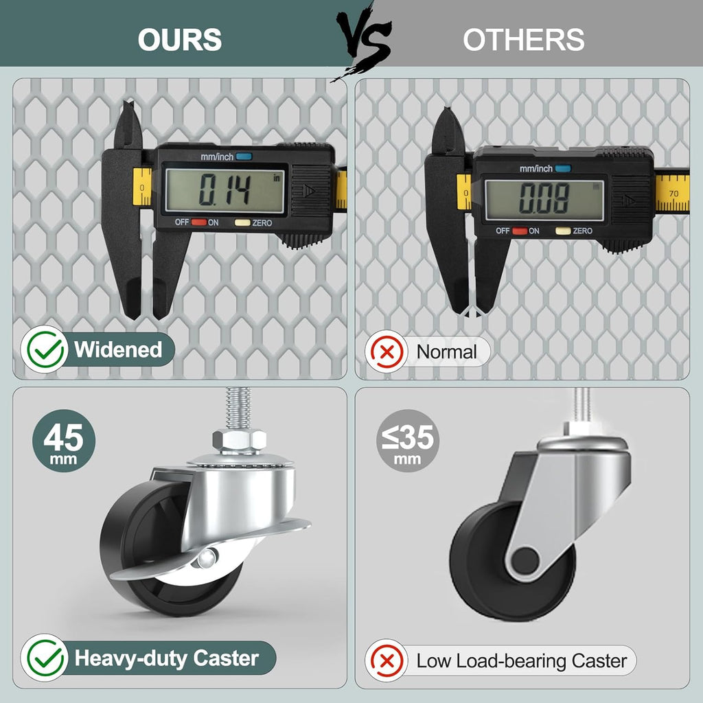 EAGMAK 3 Tier Utility Rolling Cart, Metal Storage Cart with Handle and Lockable Wheels, Multifunctional Storage Organizer Trolley with Mesh Baskets for Kitchen, Living Room, Office, Garage (Grey)