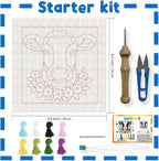 INFUNLY Cow Punch Needle Kit Dairy Cattle DIY Embroidery Punch Needle Set - Image 4