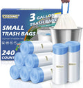 240 Count 3 Gallon Trash Bags Drawstring - 12 Liter Small Garbage Bags for Bathroom, 0.96 Mil Strong White Unscented Plastic Wastebasket Bin Liners for Toilet Office and Bedroom
