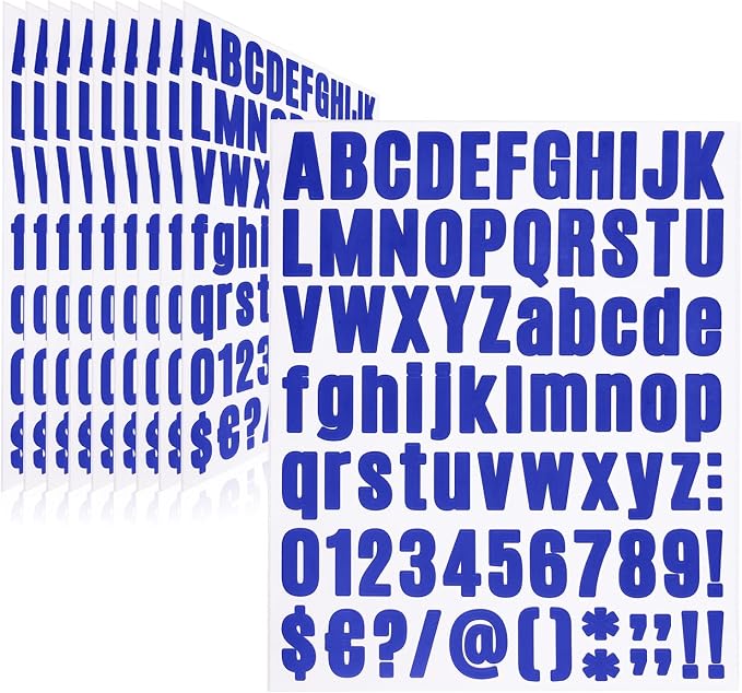 Letter Stickers, Mailbox Numbers, 1 Inch Waterproof Vinyl Alphabet | 1 Inch Blue by Llewyn