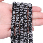 Songxi 5x8mm Natural Snowflake Obsidian Stone Rondelle Beads, Gemstone by SongXi