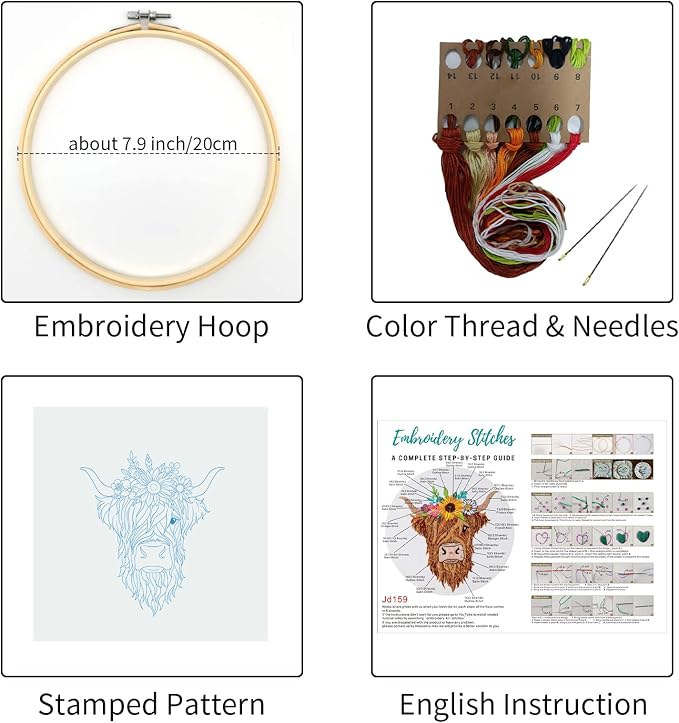 Louise Maelys Highland Cow Floral Embroidery Kit - Image 2