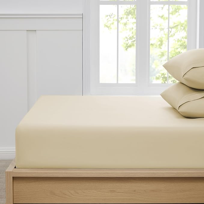 Twin Fitted Sheet Only with Full Elastic & Built in Corner Sheet Straps to - Image 3