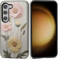 Case for Samsung Galaxy S23 Case, Faux Embroidery Boho Floral Design Hybrid by Kapadiy