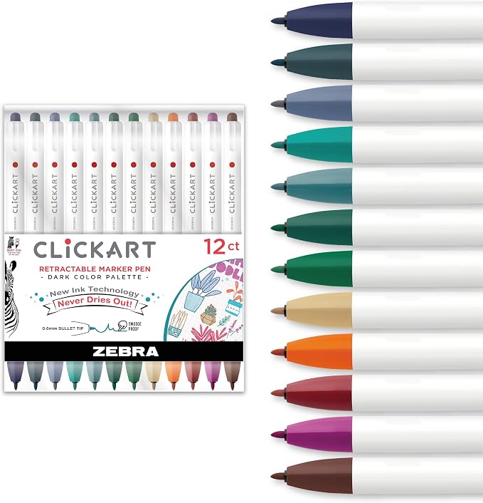 Zebra Pen CLiCKART Retractable Felt Tip Pen, 0.6mm Fine Point, Moisture by ZebraPen