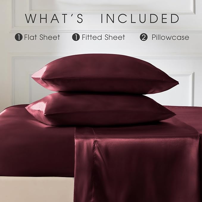 FreshCulture Satin Sheets Queen Size Bed Set- 4 Piece Luxury Soft Silky Queen - Image 3