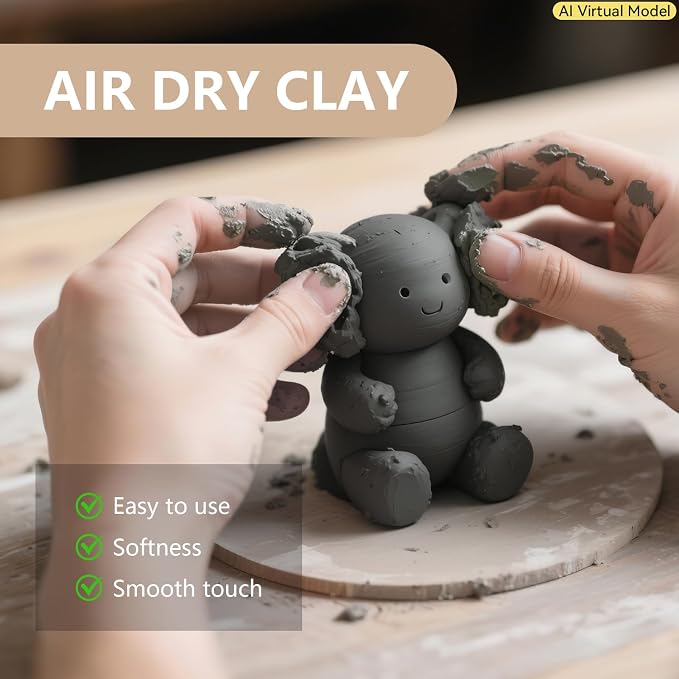 VIBRATITE 10LB Air Dry Clay, Dark Gray Modeling Pottery Clay Bulk | Easy to - Image 2