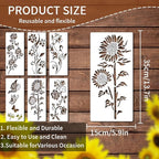 6 Pcs Large Flower Stencils for Painting, 5.9 X 13.7 Inch Flower Stencils for - Image 2