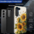 for Samsung Galaxy S23 Case, Sunflowers Bees Pattern Glossy 2 in 1 Shockproof - Image 3