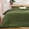 Green Duvet Cover Queen Size, 100% Sandwashed Cotton Soft Queen Duvet Cover Set by Unknown