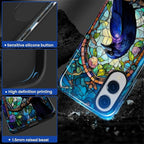 for Samsung Galaxy S25 Edge Case, Crow Faux Stained Glass Pattern Glossy 2 in 1 - Image 4