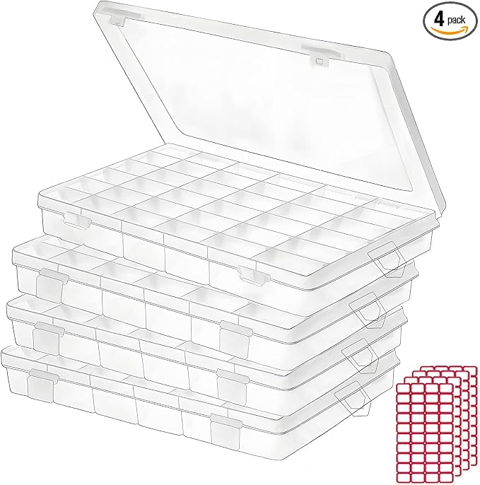 Budreu 4pack 36 Grids Plastic Clear Organizer Box Bead Storage Containers by Budreu