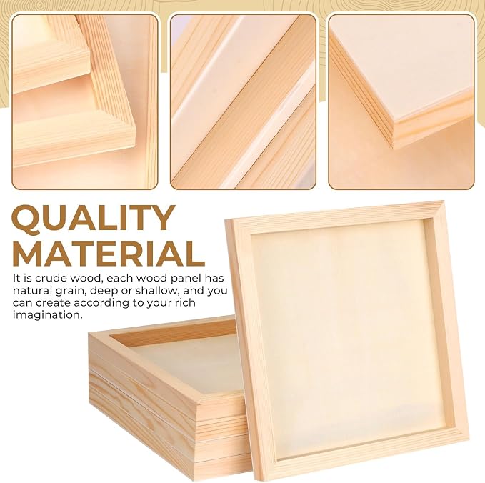 FSWCCK 5 Pack 10 x 10 inch Wood Panel Boards, Unfinished Wood Canvas Panels - Image 3