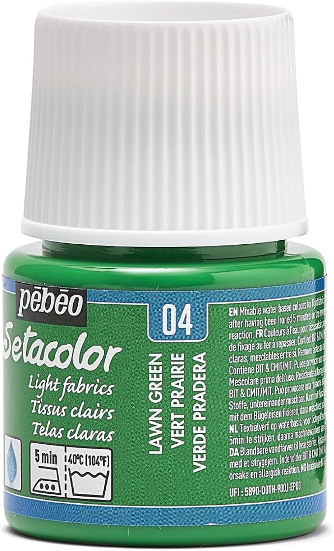 Pebeo Setacolor Light Fabrics Paint 45-Milliliter Bottle, Lawn Green - Image 4