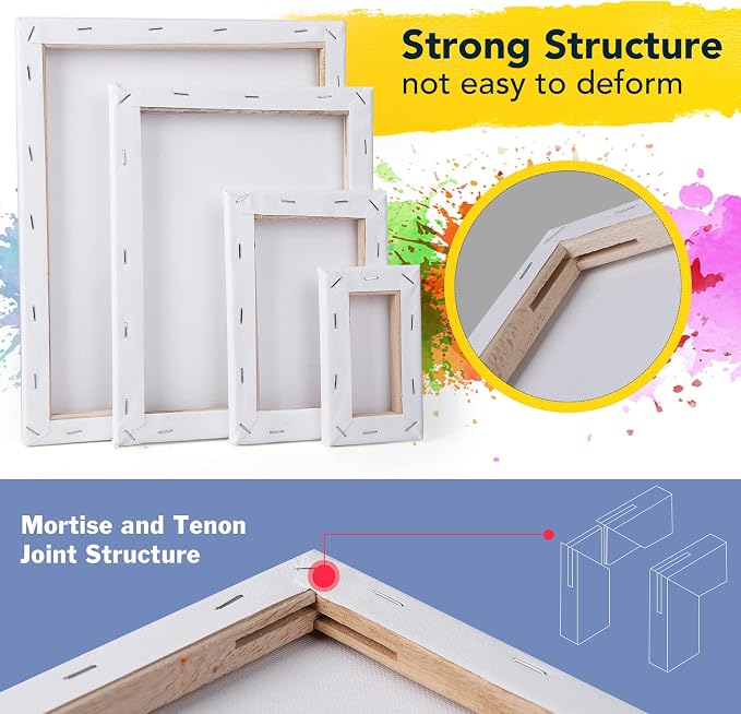Stretched Canvases for Painting, Acid-Free Wood Frame Blank Canvas, Art Canvas - Image 2