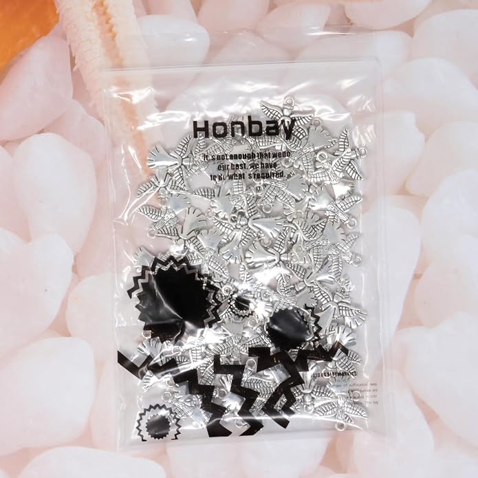 Honbay 60PCS Antique Silver Angel Pendants Guardian Charms Alloy Religious - Image 8