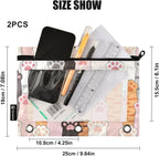 Cat Paw Prints Pencil Pouch for 3 Ring Binder, 2 Pack Waterproof Pencil Bags - Image 3
