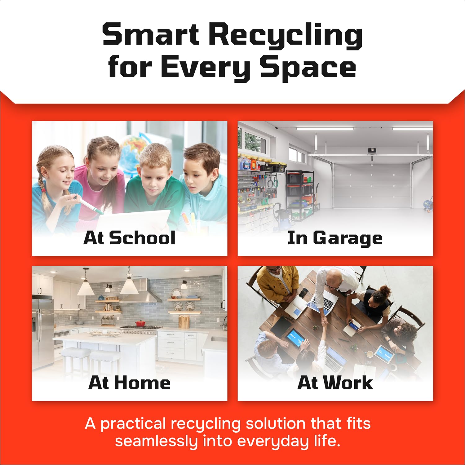 Multi Bin Recycling System with Six Stackable 6 Gallon Recycle Bins to Build Your Recycling Center for Offices, Kitchen, Garages, Businesses - (6 Pack, Blue/Grey)