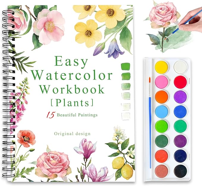 Watercolor Workbooks, 16 Colors Water Color Books Paint Set by Terself