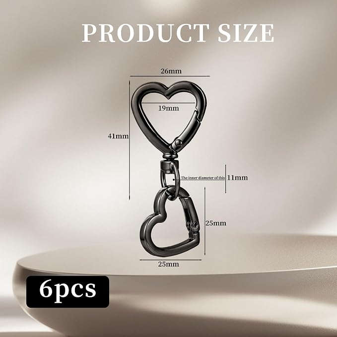 12 Pcs Heart Swivel Spring Clasps，Metal Spring Key Chain Hook Clasps，Clip - Image 3