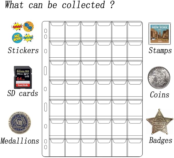 462 Pockets Coin Binder Collection Supplies Pages, Standard 9 Hole Coin - Image 5