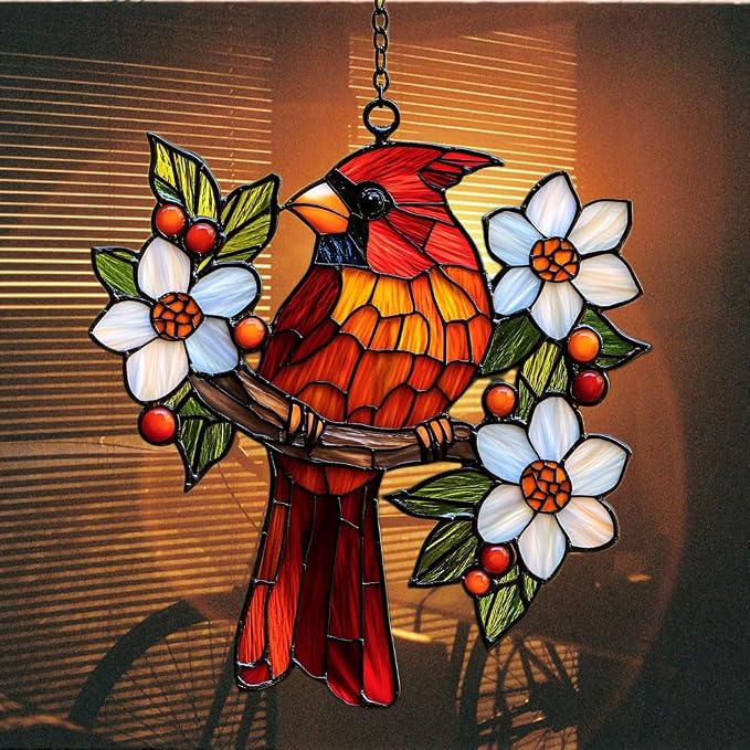 Cardinal Mosaic Effect Acrylic Suncatcher Stained Glass Effect Window Car - Image 7