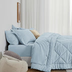 Love's cabin Twin XL Comforter Set Light Blue, 5 Pieces Twin XL Bed in a Bag - Image 3