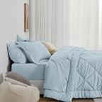 Love's cabin Full Comforter Set Light Blue, 7 Pieces Full Bed in a Bag - Image 3