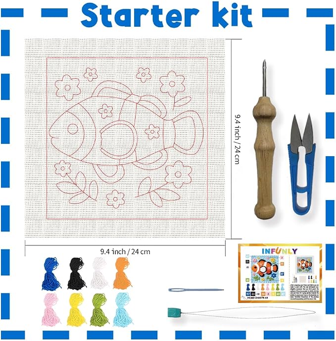 INFUNLY Clownfish Punch Needle Kit Cute Fish DIY Embroidery Punch Needle Set - Image 4
