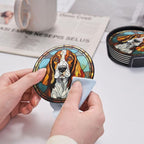 Drink Coaster Set of 6, Basset Hound Dog Mom Lover Gift, Leather Drink Coasters - Image 7