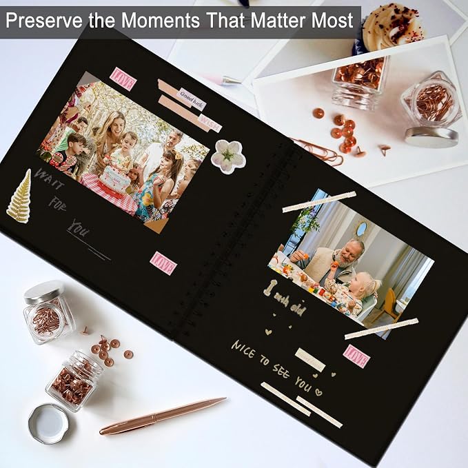 DIY Scrapbook Album 8x8 Inch, Hardcover Kraft Paper Scrap Book Photo Album - Image 4