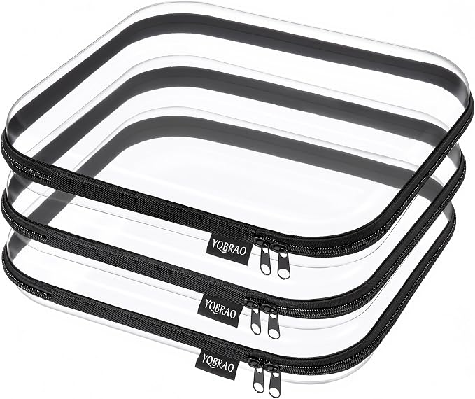 YQBRAO 3-Pack Large Clear Hard Shell Zipper Case, 1.2mm Rigid Toy & Cosmetic by Unknown