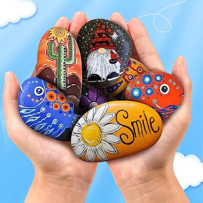 YISZM Large Rocks for Painting, 3-4 Inches Flat Smooth Painting Stones for DIY - Image 4